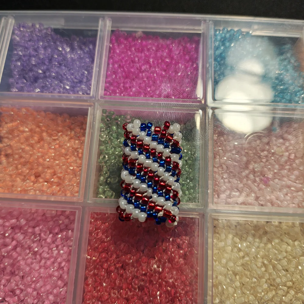 Dreadlock Bead Handmade Red Blue Spiral Seed Bead Hair Jewelry Peyote Loc Charm